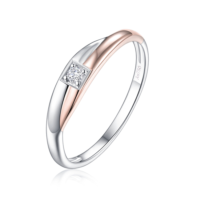 Rose And White Diamond Rose Gold Wedding Couple Rings Set for Promise