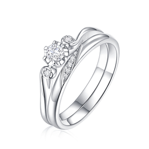 Unishine Diamond Engagement Couple Ring Set 